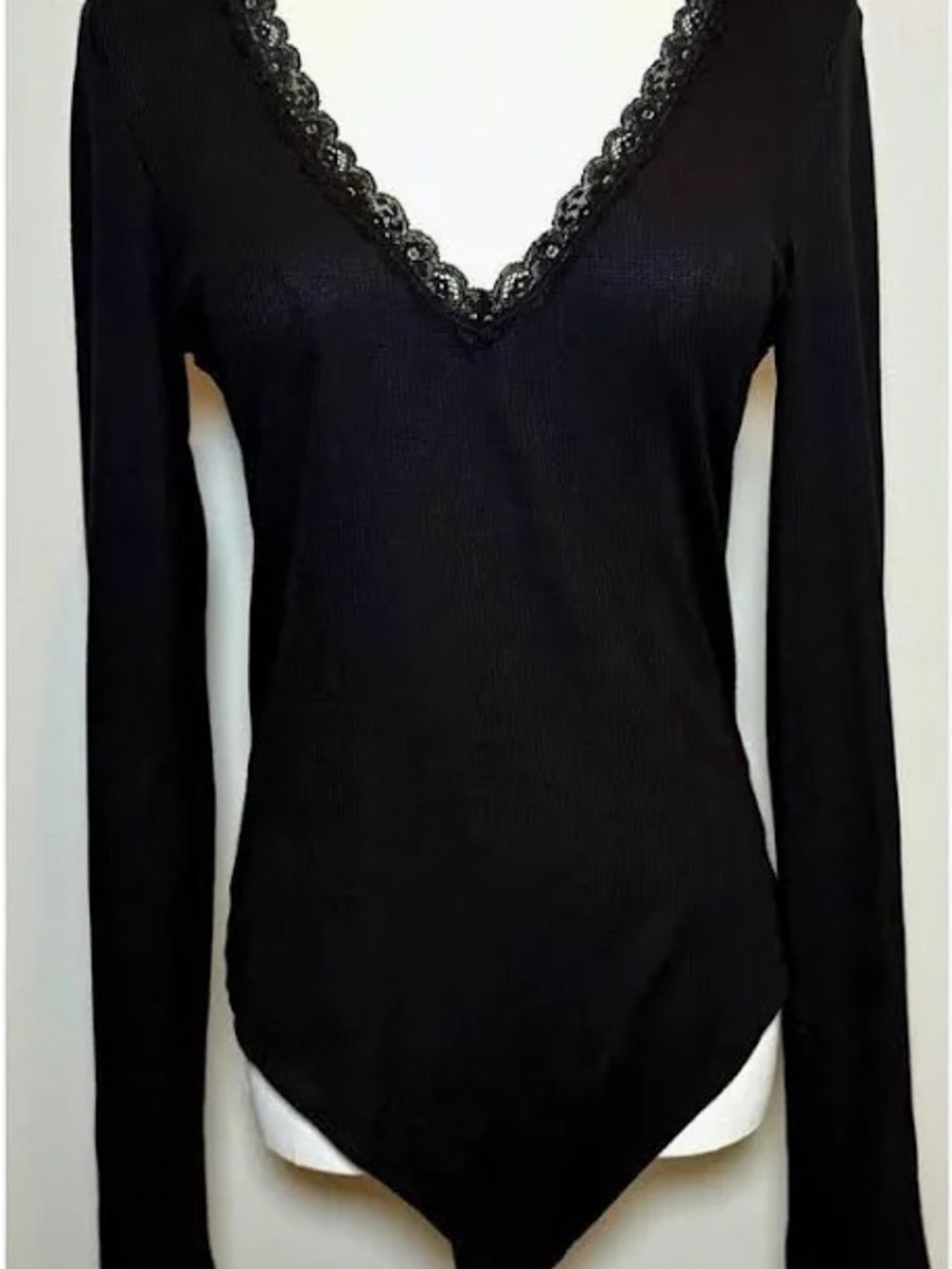 American Eagle lace trimmed black bodysuit
